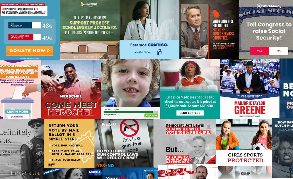 A collection of ads from some of the top Facebook political Georgia ad buyers for May, and likely a preview of what Georgians’ feeds will look like until November.