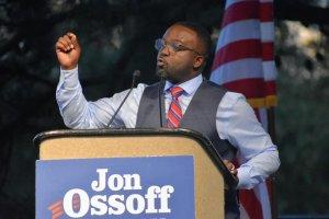 Georgia Public Service Commission Democratic candidate Daniel Blackman speaks at a campaign event for Democratic U.S. Senate challenger Jon Ossoff. 