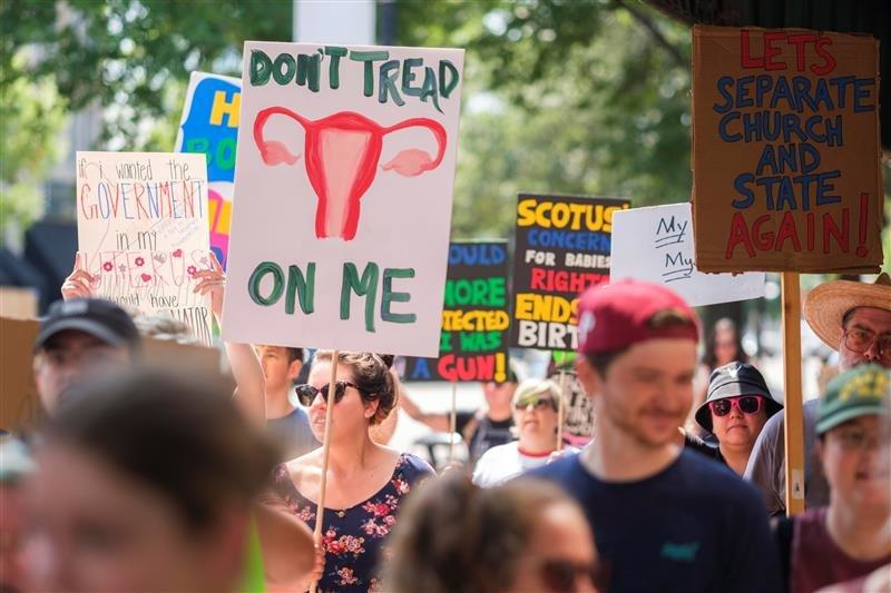 Protesters demonstrate for abortion rights in Macon, Ga.