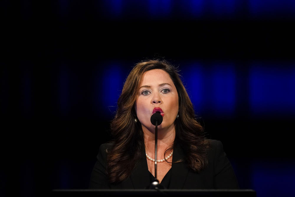 Kandiss Taylor, Georgia Republican gubernatorial candidate participates in a Republican primary debate on Sunday, May 1, 2022, in Atlanta.