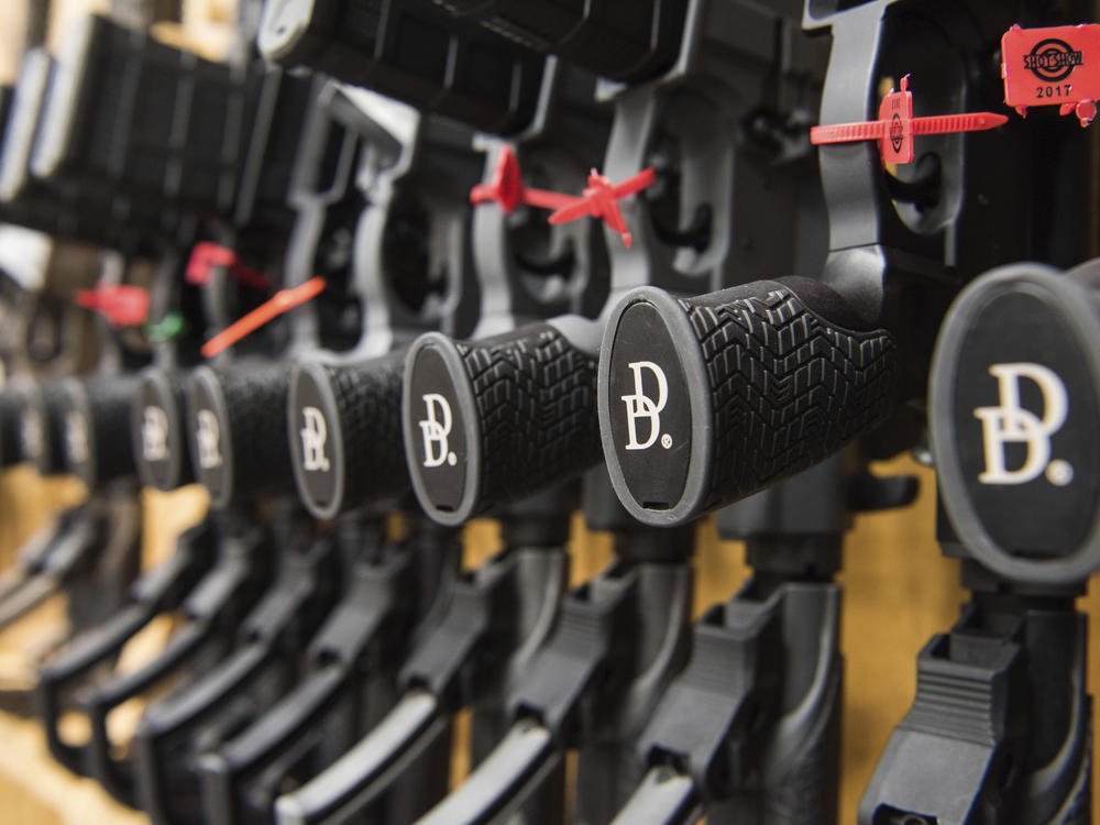 Daniel Defense guns shown with logo outfacing.