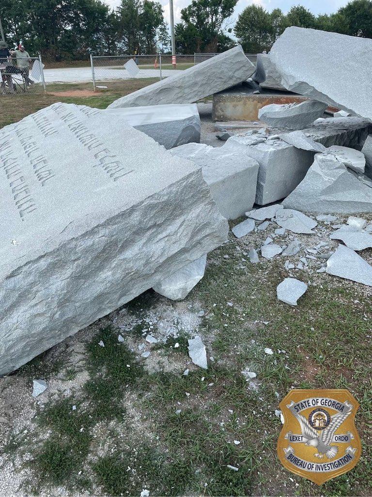 A rural Georgia monument that some people have dubbed “America's Stonehenge” has been demolished after a bomb destroyed one of its four granite panels.