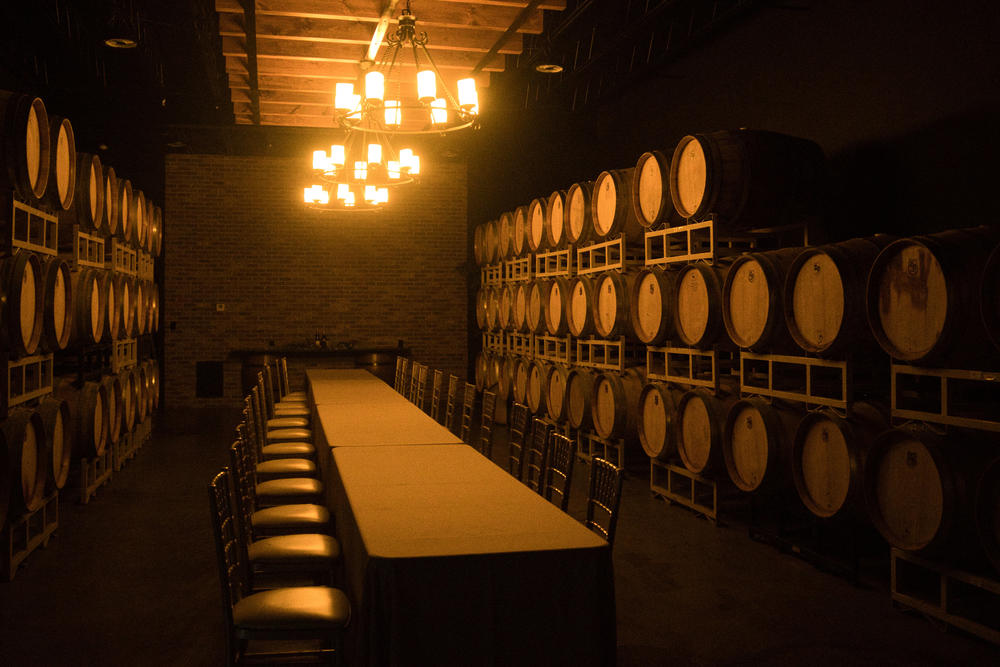The wine barrel room at Engelheim Vineyards in Ellijay, Georgia on June 20, 2022. 