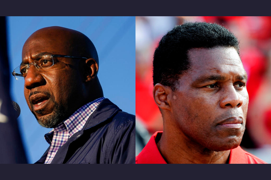 A photo of Sen. Raphael Warnock and challenger Herschel Walker.