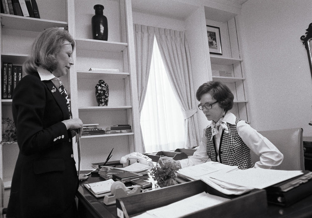 Rosalynn Carter works in her office at the White House.