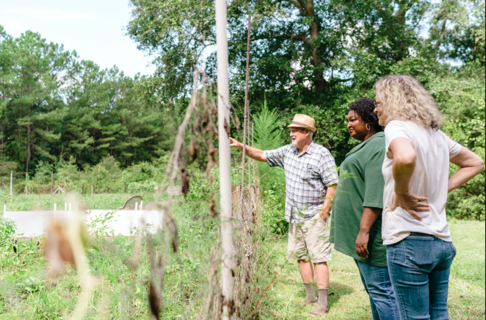 Stacey Abrams visits Green Bridge Farm in Effingham County. 