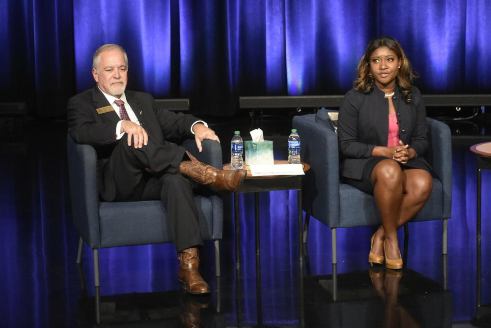 Superintendent Richard Woods and Democratic challenger Alisha Thomas Searcy shared contrasting visions for the future of public school in a panel discussion Thursday at the Georgia Public Broadcasting studios in Atlanta. 