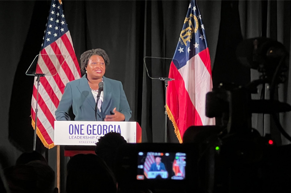 Stacey Abrams delivers a major economic policy platform address at Atlantucky Brewing in Castleberry Hill on August 9, 2022.