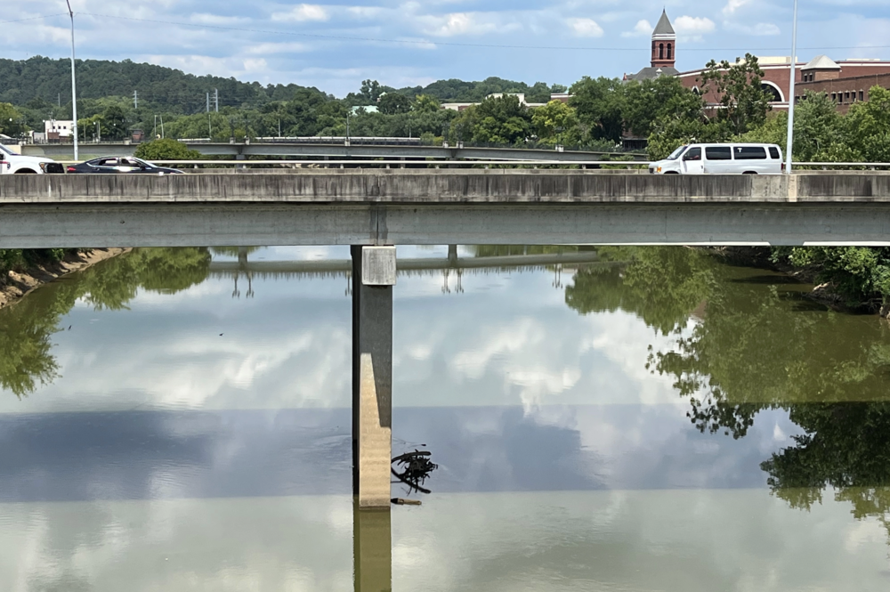 The Oostanaula and Etowah rivers meet in Rome, Georgia, near the bridge seen here. Six years ago, Rome officials were forced to switch the city’s water supply from the Oostanaula to the Etowah. The city is among 10 North Georgia communities where PFAS chemicals have been found in drinking water supplies at higher levels than the Environmental Protection Agency declares is safe.