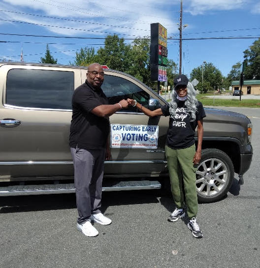 Buena Vista Mayor Kevin Brown, left, joined Albany Voter’s Coalition CEO and president Delinda Bryant to promote the “Capturing Early Voting” campaign for the 2022 midterm election.