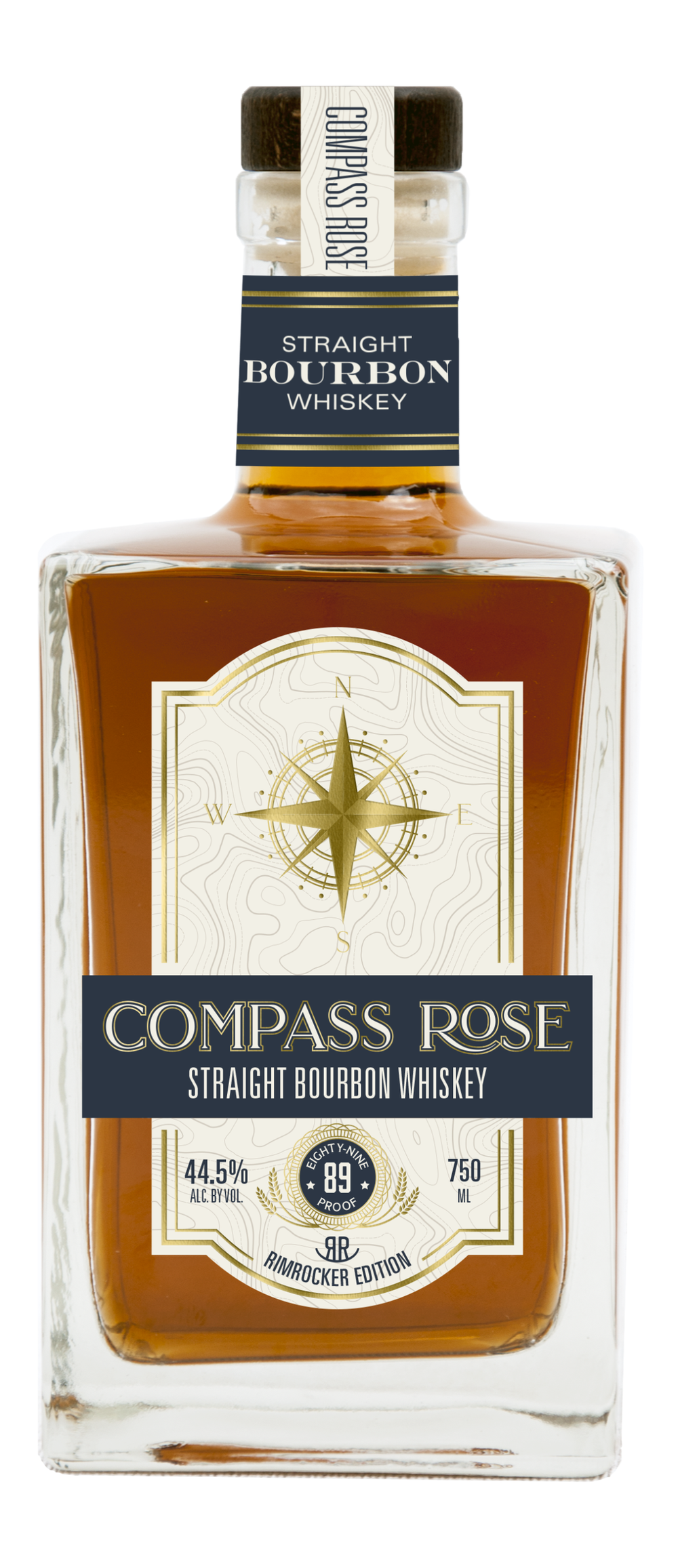 A bottle of Swamp Fox Distilling Company's Compass Rose Whiskey.