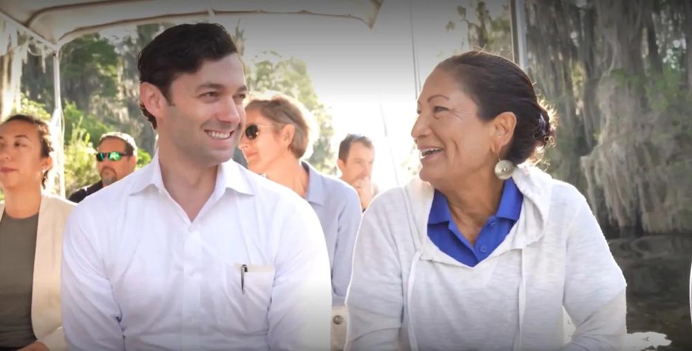 Sen. Jon Ossoff and Interior Sec. Deb Haaland toured the Okefenokee by boat in mid-September. Credit:Screen shot from video provided by Sen. Jon Ossoff