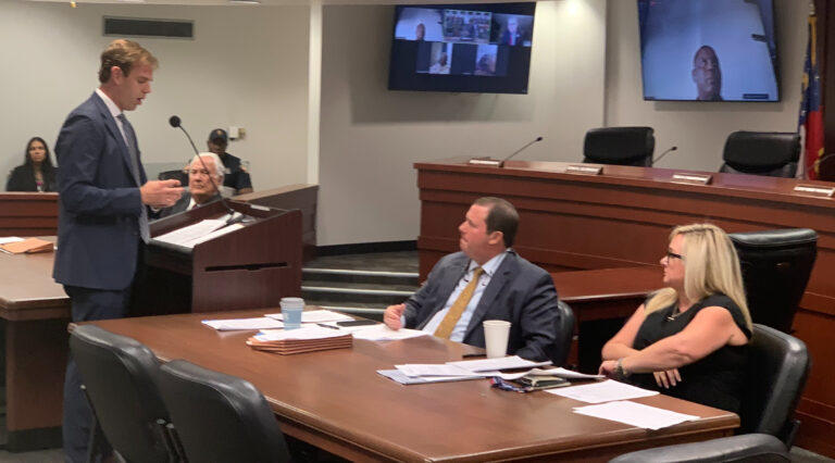 Preston Thomas, a lawyer for the Georgia Public Service Commission, recommends to state regulators during a hearing Sept. 15, 2022, that 25 applicants who wanted to become official parties in the Georgia Power rate case should either work under the umbrella of an environmental justice agency or speak during the public comment periods. Stanley Dunlap/Georgia Power