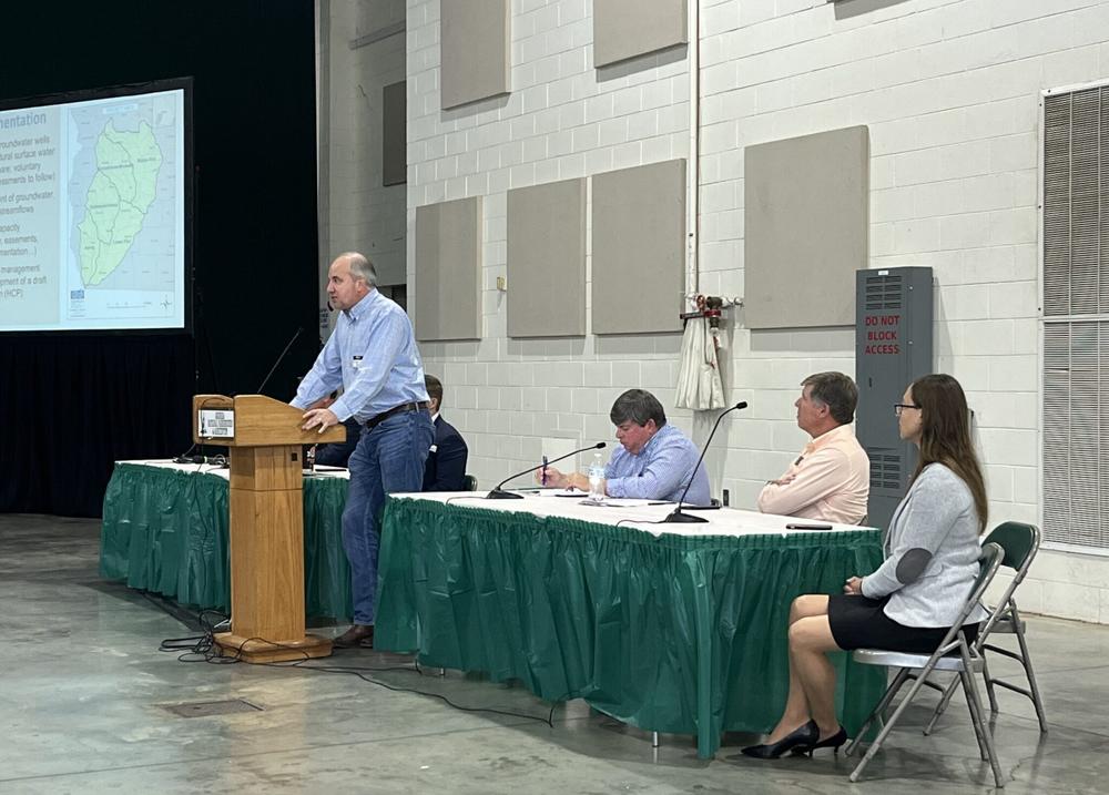  Rick Dunn, who is the director of the state Environmental Protection Division, has asked for the county’s appeal to be dismissed. He’s seen here speaking at a recent ag summit in Perry. Jill Nolin/Georgia Recorder