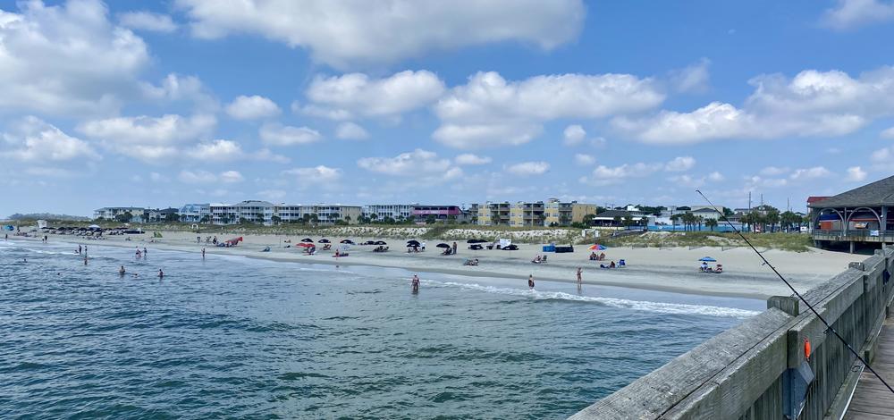 Coastal development along the Tybee Island beachfront in Chatham County, Georgia