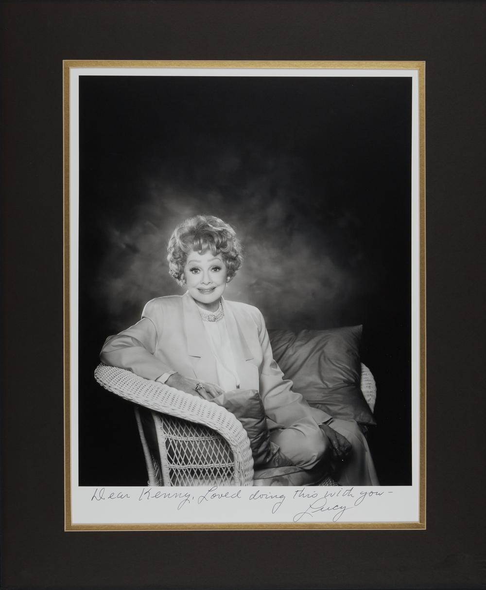 An original photographic portrait of Lucille Ball taken by Kenny Rogers that is additionally signed by Lucille Ball, "Dear Kenny, Loved doing this with you-/ Lucy."