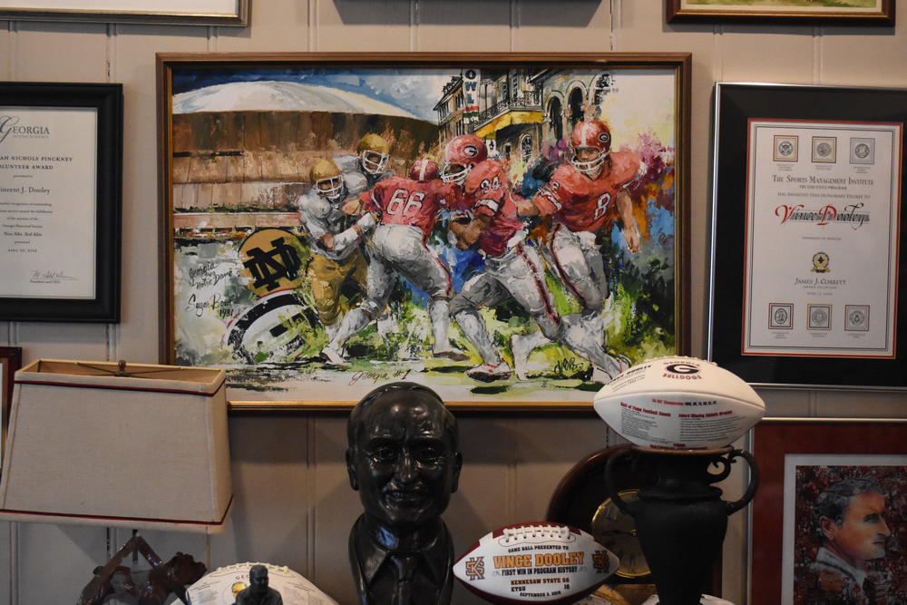 A painting in Coach Vince Dooley's Athens, Georgia home. It depicts players and scenes from the 1981 Sugar Bowl.