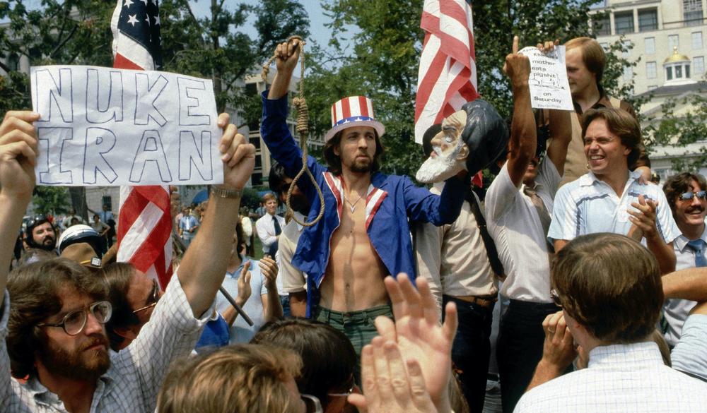Americans at an anti-Iran protest in 1979.