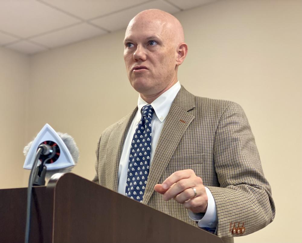 Chatham County Board of Registrars Chairman Colin McRae speaks at a press conference in Savannah on Wednesday, Nov. 16.