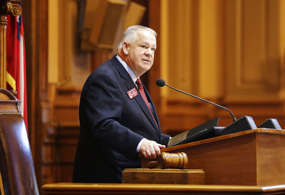 Georgia House Speaker David Ralston speaks after being reelected on the first day of the legislative session in Atlanta, Monday, Jan. 9, 2017. Ralston died Wednesday, Nov. 16, 2022, in Atlanta, at age 68. (AP Photo/David Goldman)