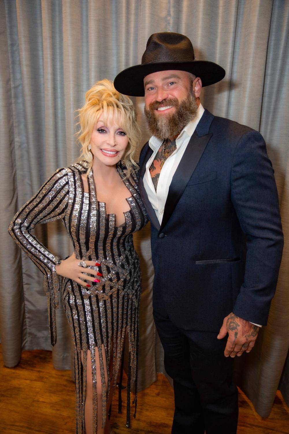 Dolly Parton and Zac Brown at the 2022 Rock and Roll Hall of Fame Induction Ceremony in Los Angeles on Nov. 5, 2022