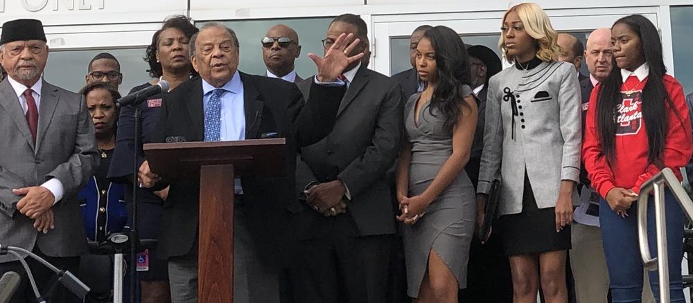 Former Ambassador Andrew Young speaking to students at Atlanta University Center earlier this year (photo credit: Rebecca Grapevine).