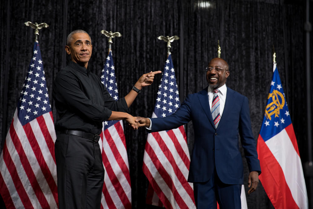 Barrack Obama and Raphael Warnock