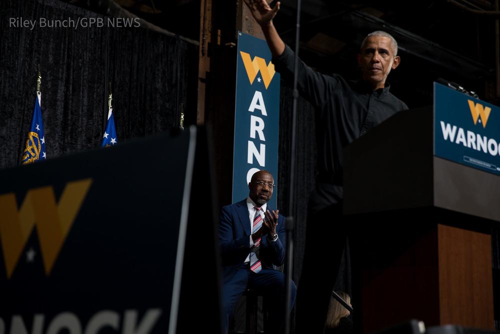 Former President Obama stumps for Sen. Raphael Warnock.