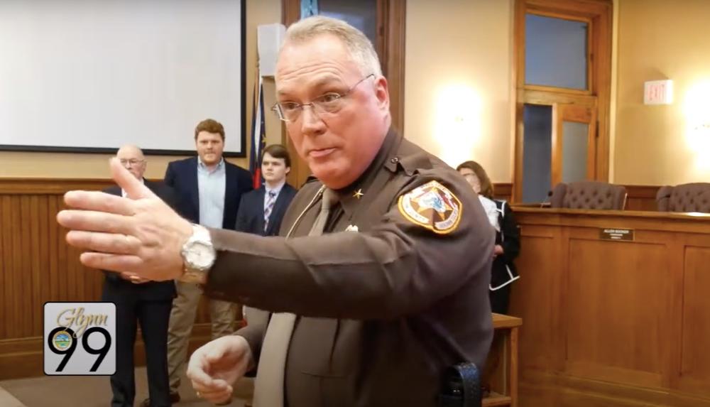 John Powell, former Glynn County Police chief, speaking to onlookers after being sworn-in on January 26, 2018. Credit: Glynn County, Screenshot