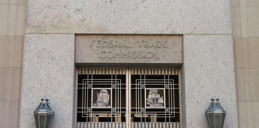 Door to the Federal Trade Commission building in Washington, D.C.