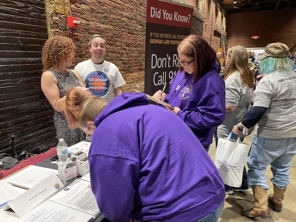 Georgia Overdose Prevention information table during the Georgia Addiction Recovery Awareness Day Jan. 24, 2023