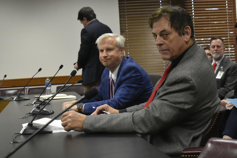  Child welfare attorney Tom Rawlings, left, and Sen. Carden Summers present a bill dubbed “Don’t Say Gay” by critics. Ross Williams/Georgia Recorder