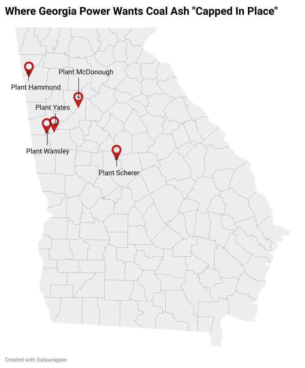 Where Georgia Power is asking to keep coal ash in unlined storage. 