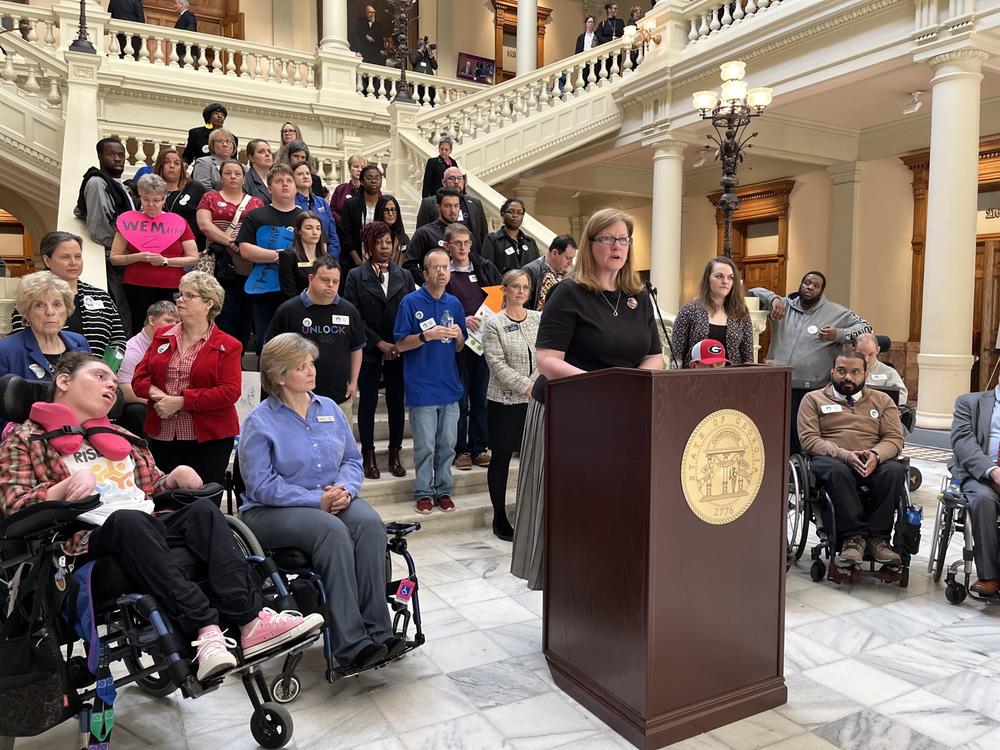  Lisa Newbern, whose son Griffin has Down Syndrome, says she worries about her son’s ability to obtain services when he becomes an adult. Jill Nolin/Georgia Recorder