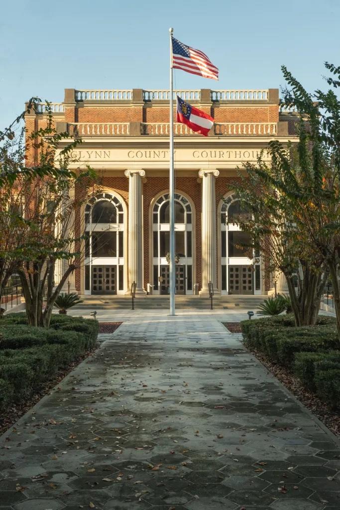 Path leading up to the Glynn County Courthouse  Credit: Justin Taylor for The Current