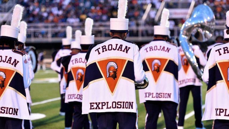 The Trojan Explosion marching band.