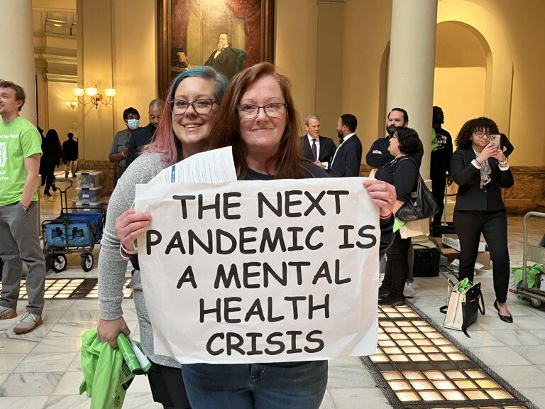 Janet Norris poses for a photo on mental health day at the state Capitol, held just a couple weeks shy of her one-year anniversary of being in recovery. Jill Nolin/Georgia Recorder