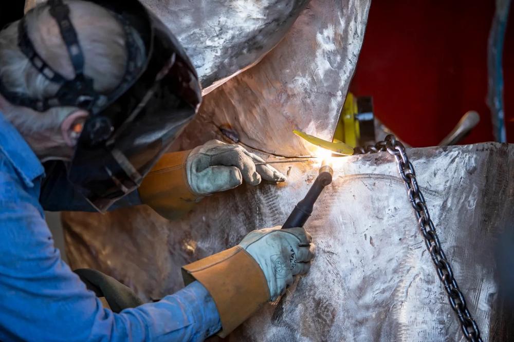  Metal fabricator Dale Smith works on a sculpture of Dr. Martin Luther King Jr.