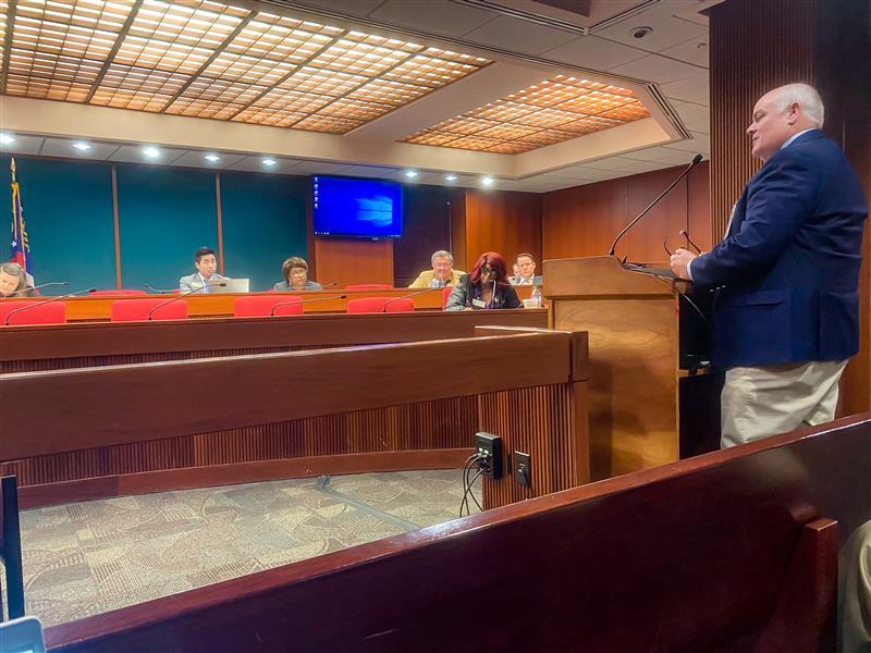 Paul Smith, founder and executive director of Citizen Impact, appears before the Georgia Senate Economic Development and Tourism Committee on Feb. 21, 2023