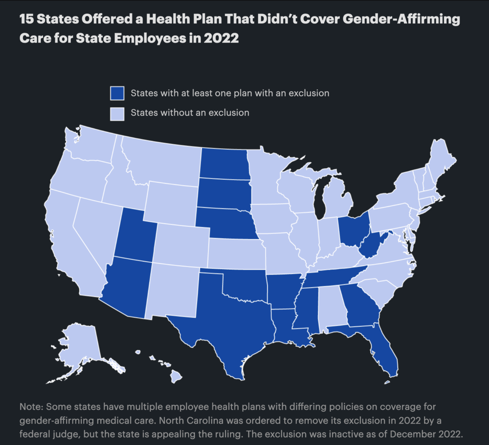   15 States Offered a Health Plan That Didn’t Cover Gender-Affirming Care for State Employees in 2022