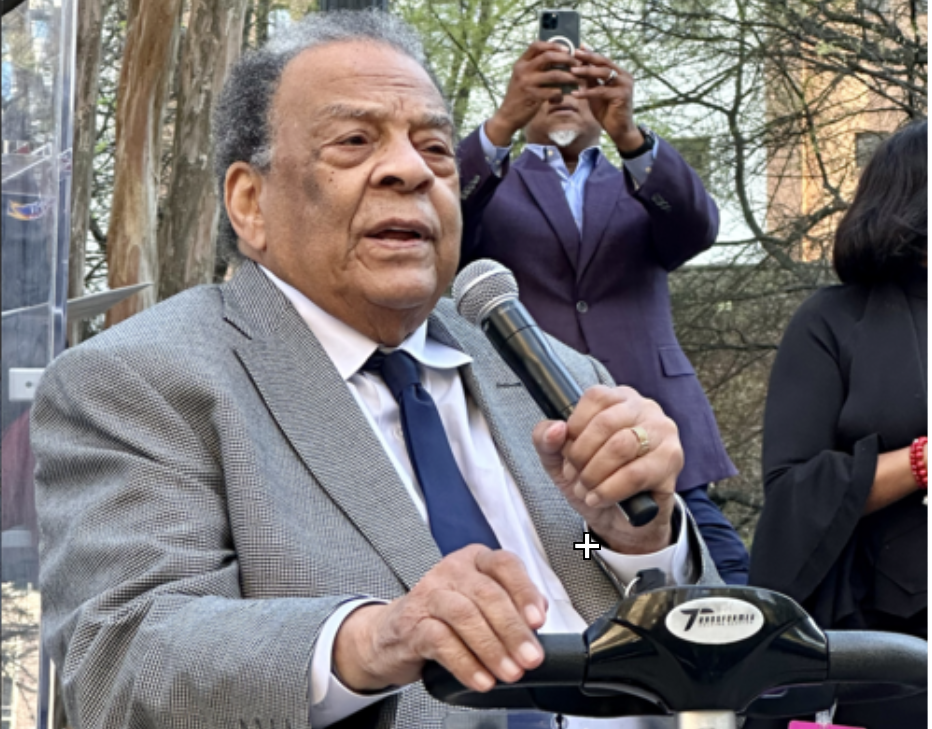 Ambassador and former Atlanta Mayor Andrew Young - who also has a statue in the city - at the unveiling of his friend Xernona Clayton's.