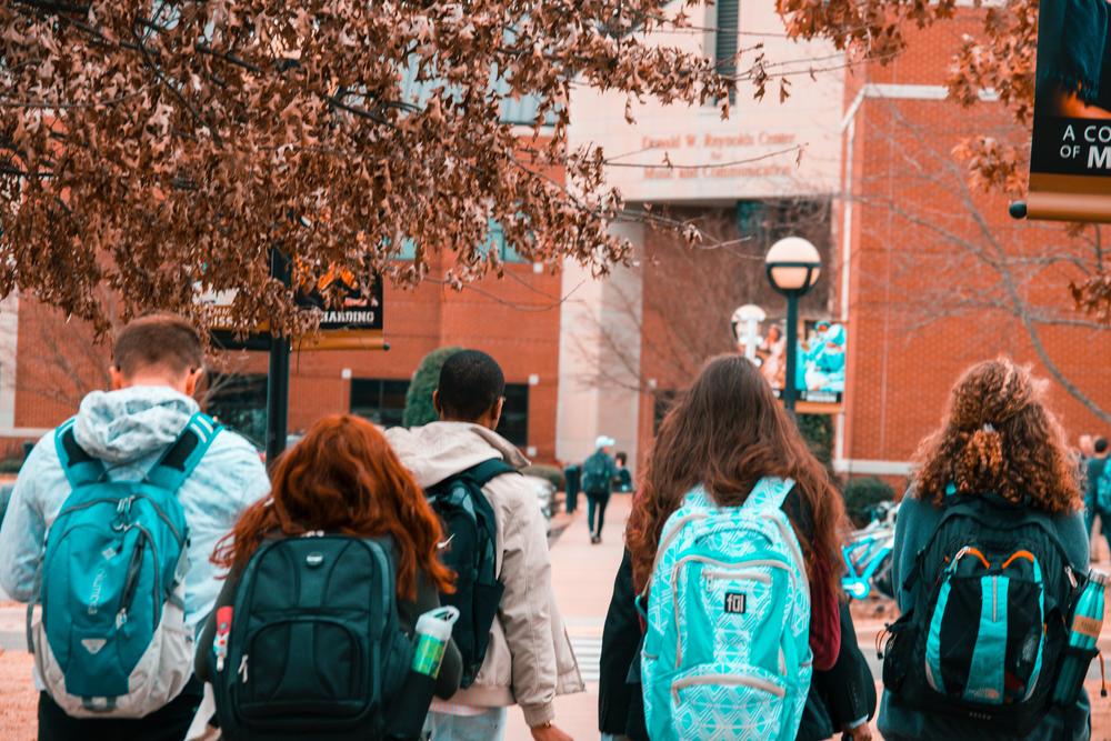 Students walking to school