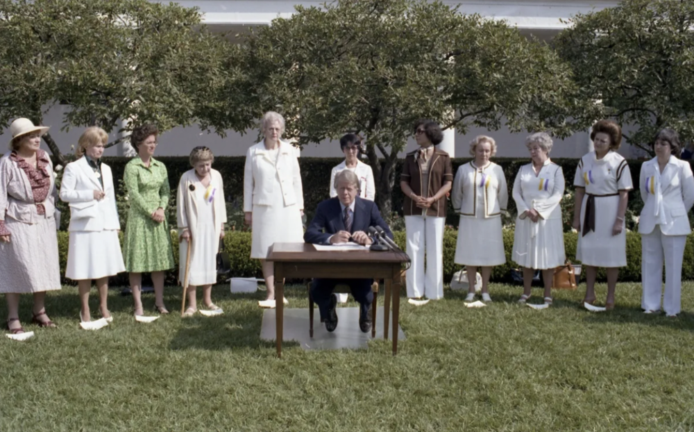 President Carter signs the Women’s Equality Day proclamation in 1977.