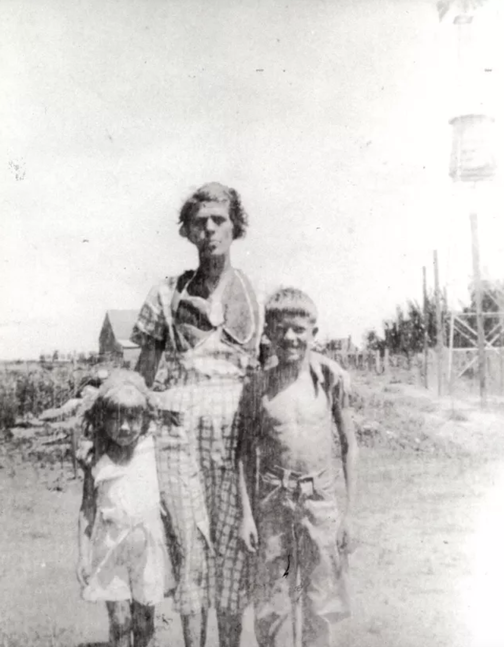 Jimmy Carter (right) with his sister Ruth and mother Lillian on his family farm in Archery, near Plains, Ga.