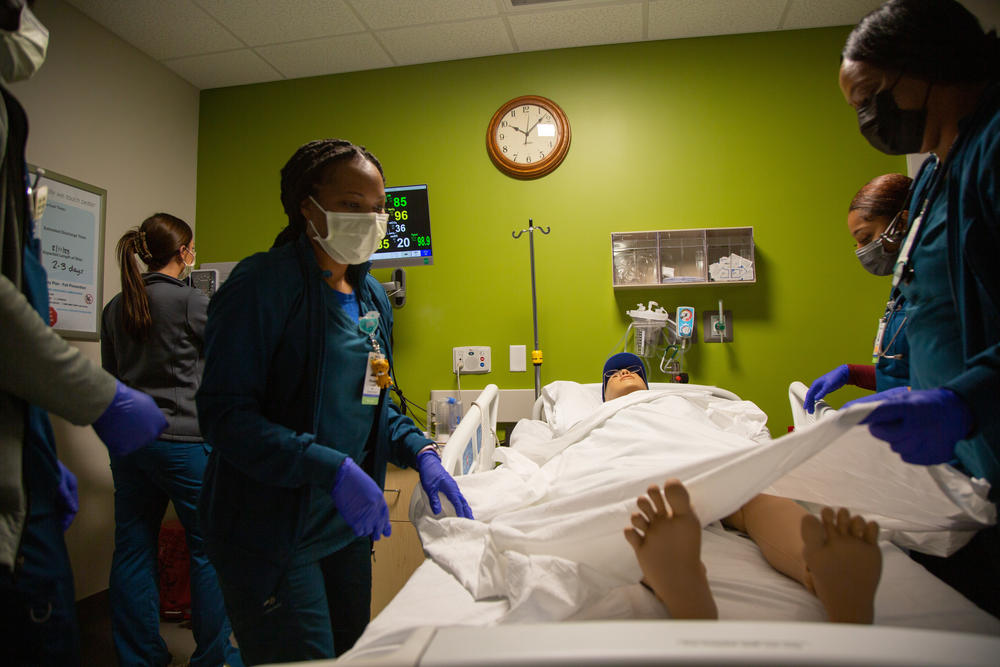 Nurses complete essential training in Phoebe Putney Memorial Hospital's simulation lab in Albany, G.a.