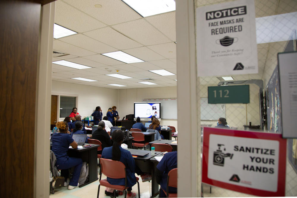 Nursing students in a classroom at Albany Technical College in Albany, G.a.