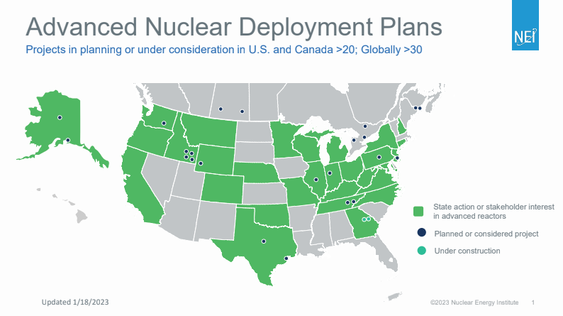 New nuclear projects under planning or consideration in the U.S. (Nuclear Energy Institute)
