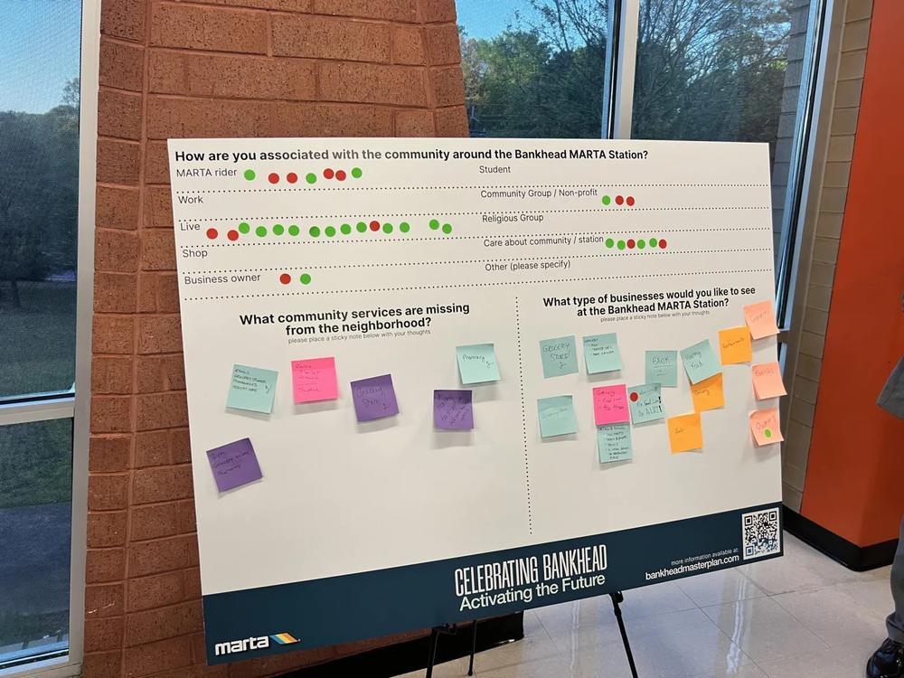Apart of the interactive session where community members and residents were able to provide feedback on what they want to see in and around the Bankhead MARTA Station. Photo by Isaiah Singleton/The Atlanta Voice