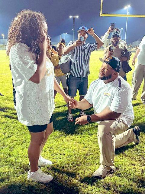 New Hardaway Hawks head coach Ryan McKenzie proposed to his fiancé last August at Panther Stadium.