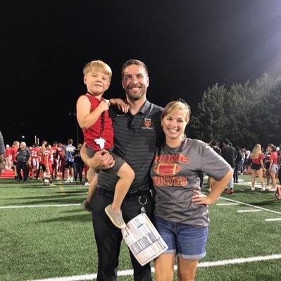 New Warner Robins Demons head football coach Shane Sams, along with his wife, Kylie, and son Bear.